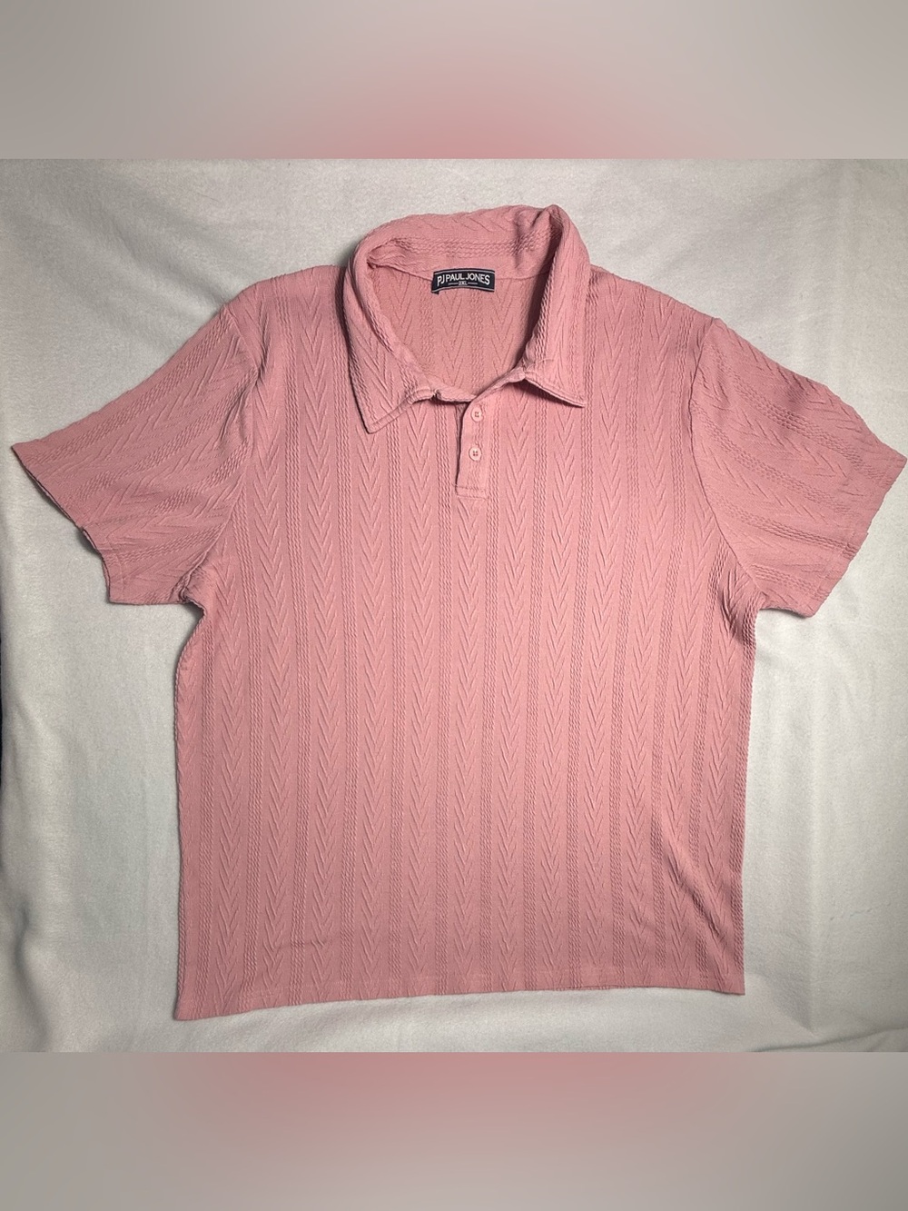 PJ Paul Jones Men’s Pink Textured Knit Polo Shirt